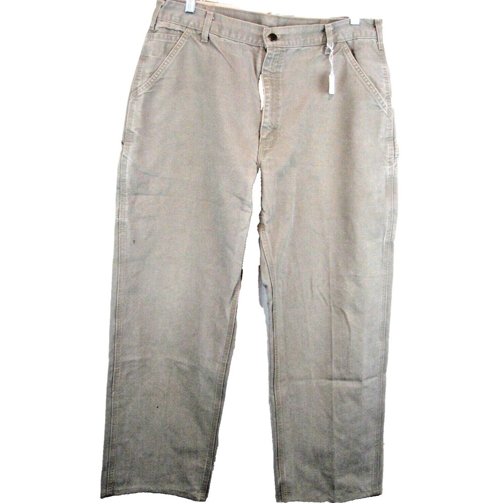 Mens Carhartt Tan Cotton Canvas Dungaree Style Jeans sz 38x30